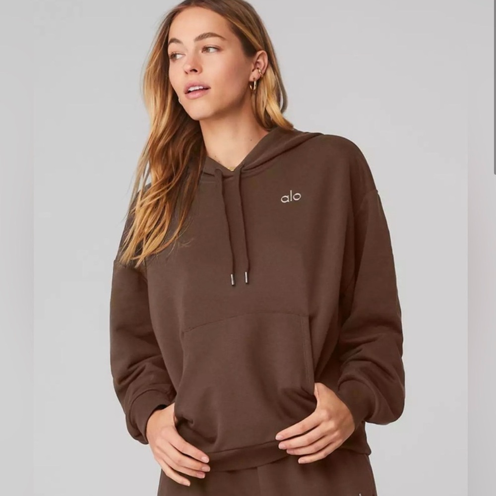 NWT Alo Brown Accolade Drawstring Hoodie 
Size Small